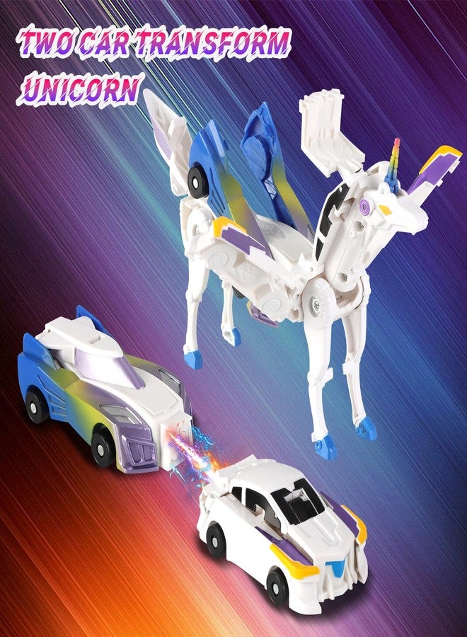Vingtank Transforming Unicorn Car Toy, Transforming Car Robot Toys, Collision to Magical Unicorns Automatic Deformation of Magnetic Connections Unicorn Toy for Boys and Girls (Blue) - Image 4